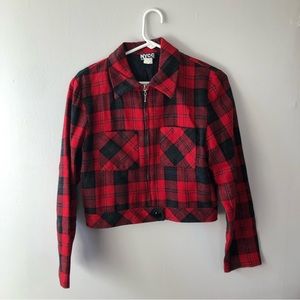 VTG 90s NYCC Red and Black Plaid Cropped Jacket
